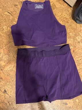 Outdoor Voices Purple Two-Piece Athletic Set - Crop Top & High-Waist Shorts